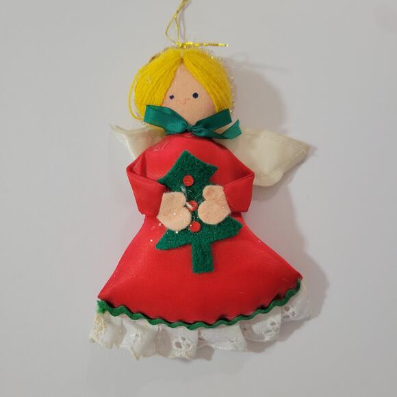 Midcentury Fabric Angel Doll Christmas Ornament - Picture 1 of 3